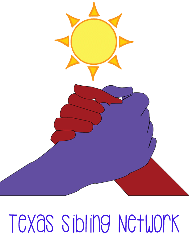 A purple hand and a red hand clasped together under a sun