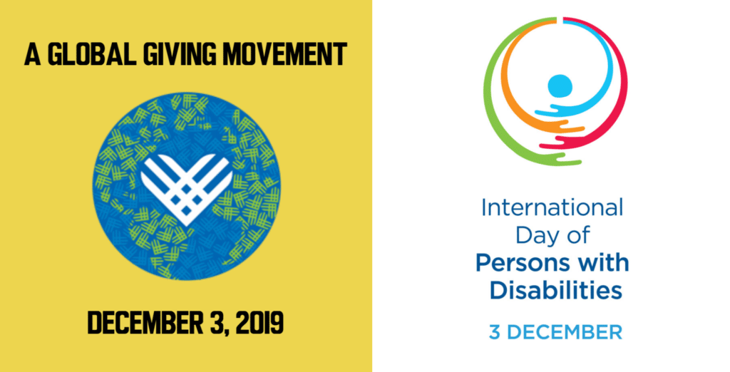 Giving Tuesday logo and International Day of Persons with Disabilities Logo side by side