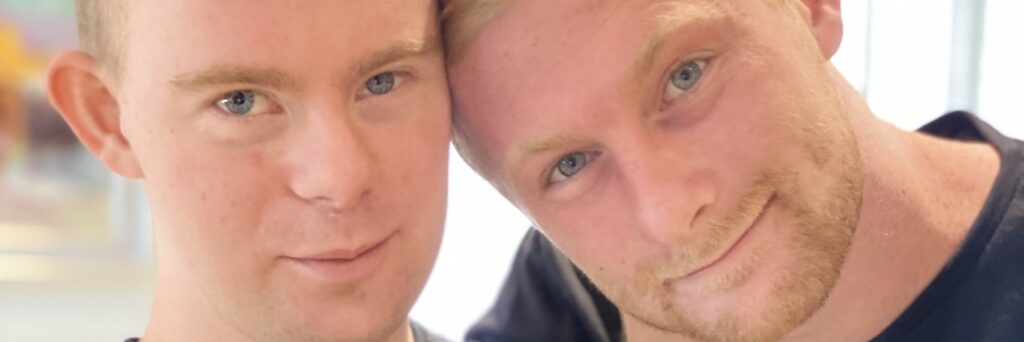 close-up image of brothers Charlie and William standing side-by-side