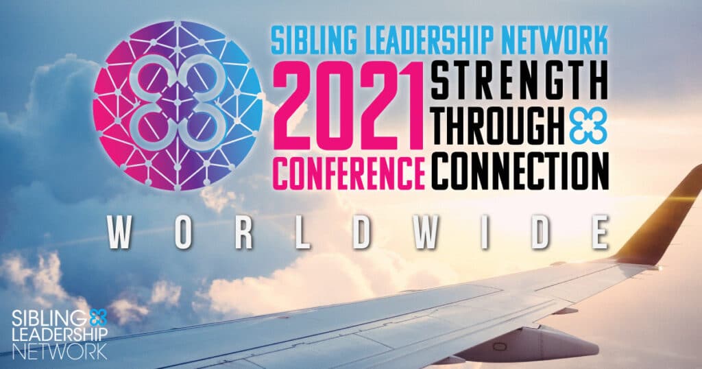 Image of view from airplane window with conference logo