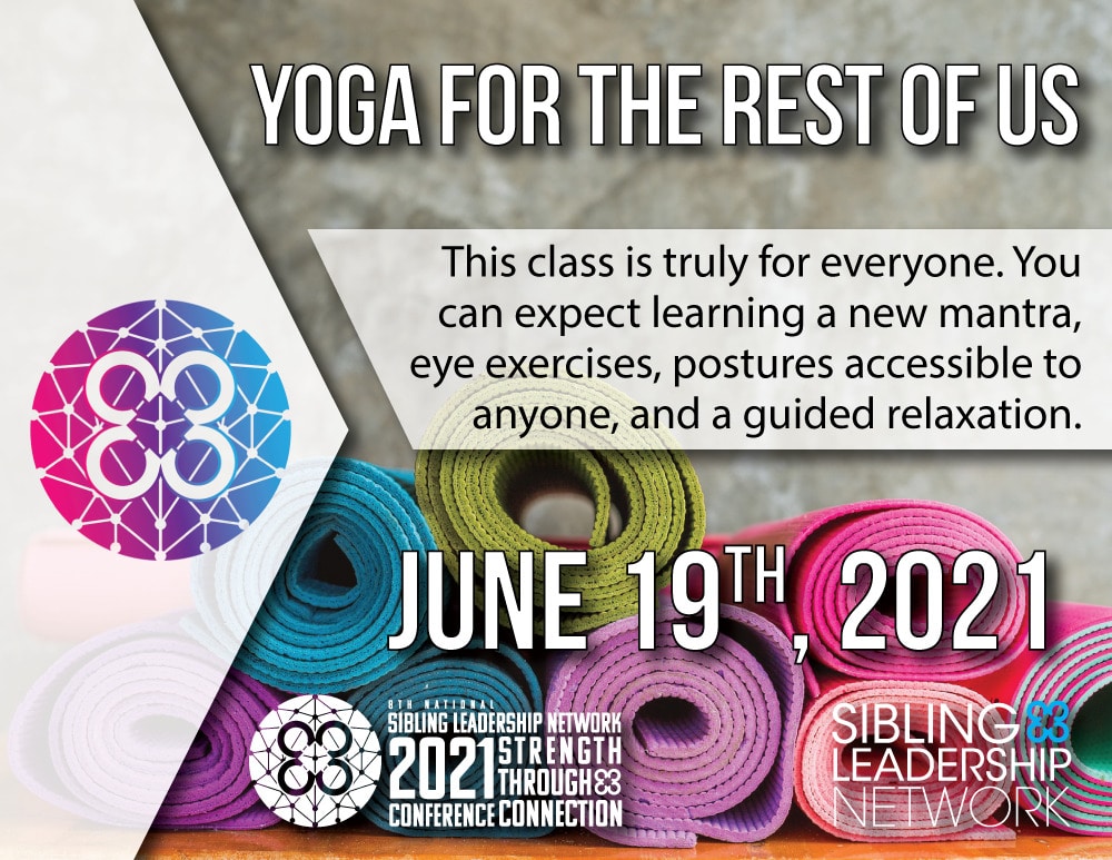 Title card with image of rolled up yoga mats