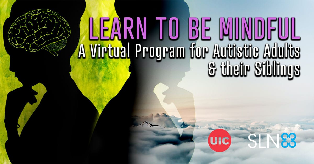 silhouettes of two people. One with a full mind and one fading into a peaceful nature scene with clouds